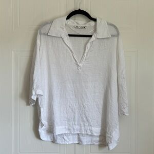 Zara Linen Blouse - Oyster White - Size M